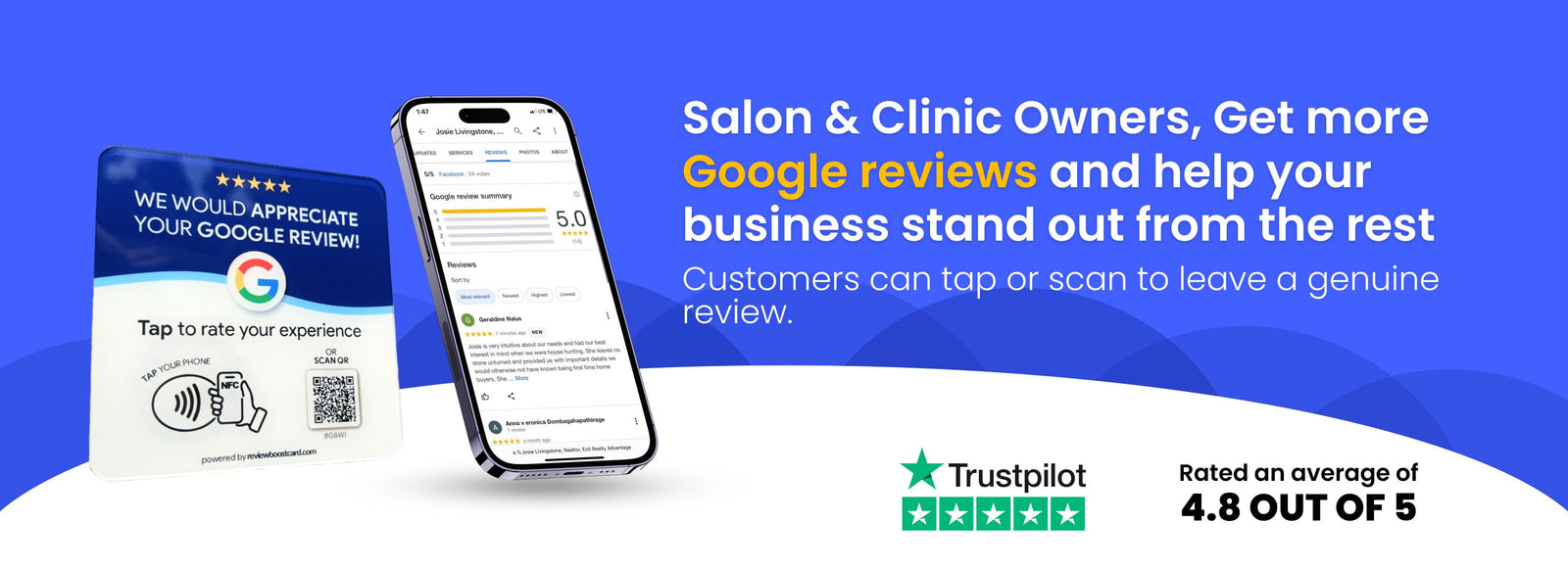 ReviewBoost - NFC Google Review Cards, Plaques and Stands for Business