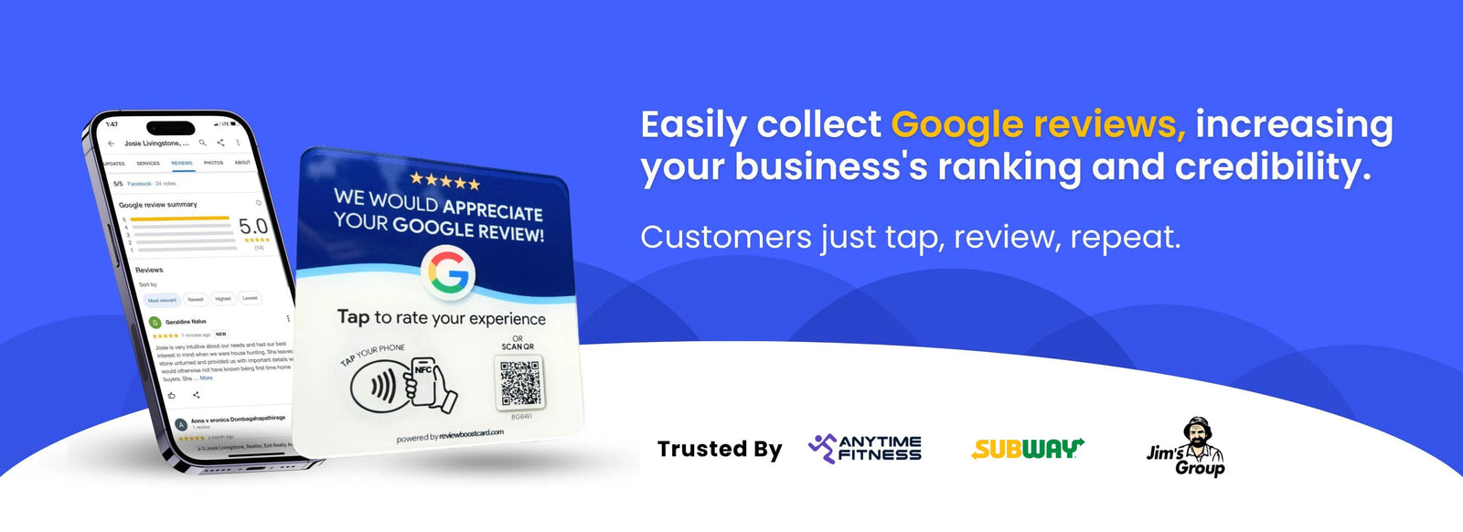 ReviewBoost - NFC Google Review Cards, Plaques and Stands for Business